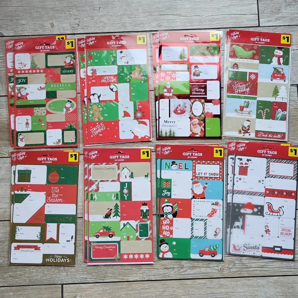 Lot Of 16 Packs Holiday Style Christmas Gift Tags 456 Total Stickers NEW